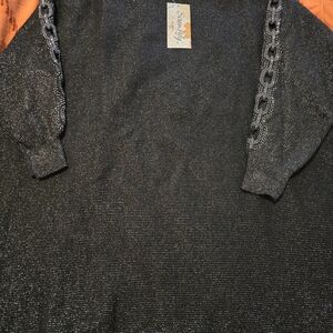 Black Metallic Knit Top 2x NEW